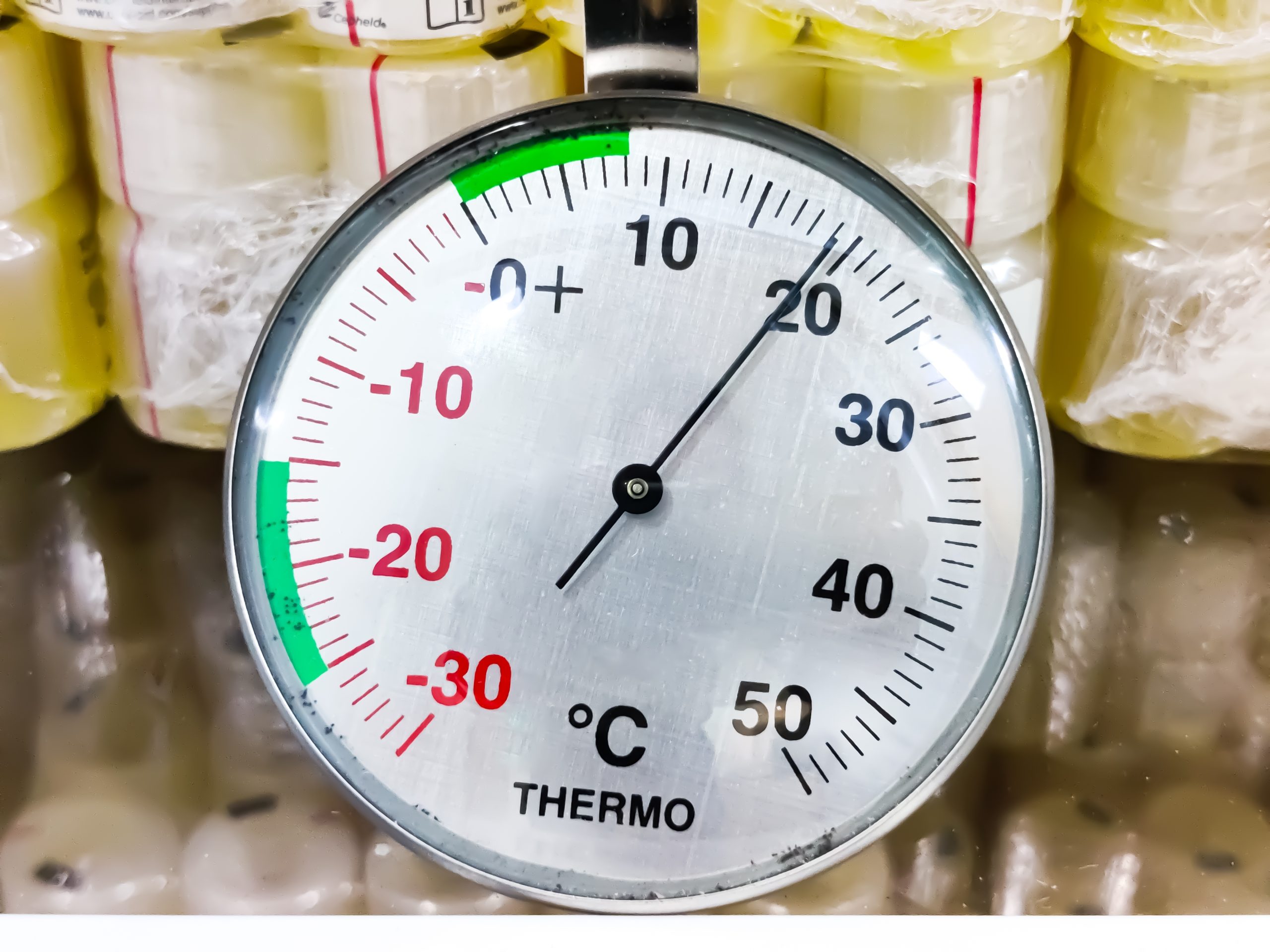 using a thermometer to manually check the temperature of a freezer