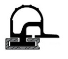 Black and white cross-section diagram of the TSC-5051-R mechanical seal, highlighting interlocking parts with shaded areas for different materials. The design features a rounded top, flat base, and shaded rectangular segment below.