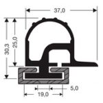 Black and white technical drawing of TSC-5051-R mechanical seal cross-section, showing key measurements: 37.0mm width, 30.3mm total height, 25.0mm inner height, 19.0mm base width, and 5.0mm bottom thickness.